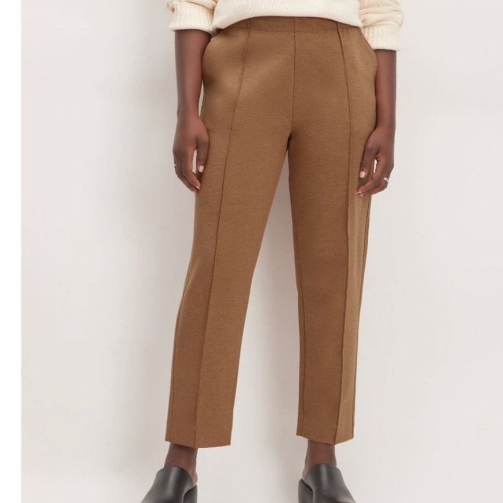 Everlane Heathered Auburn Dream Pleated Knit Crop Pant